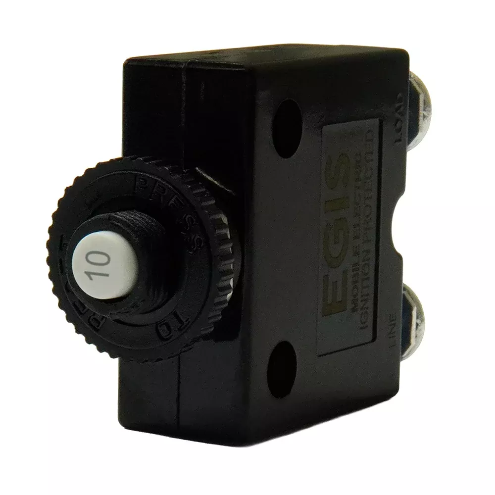 Egis 10A Push Button Panel Mount Circuit Breaker - Screw Terminals