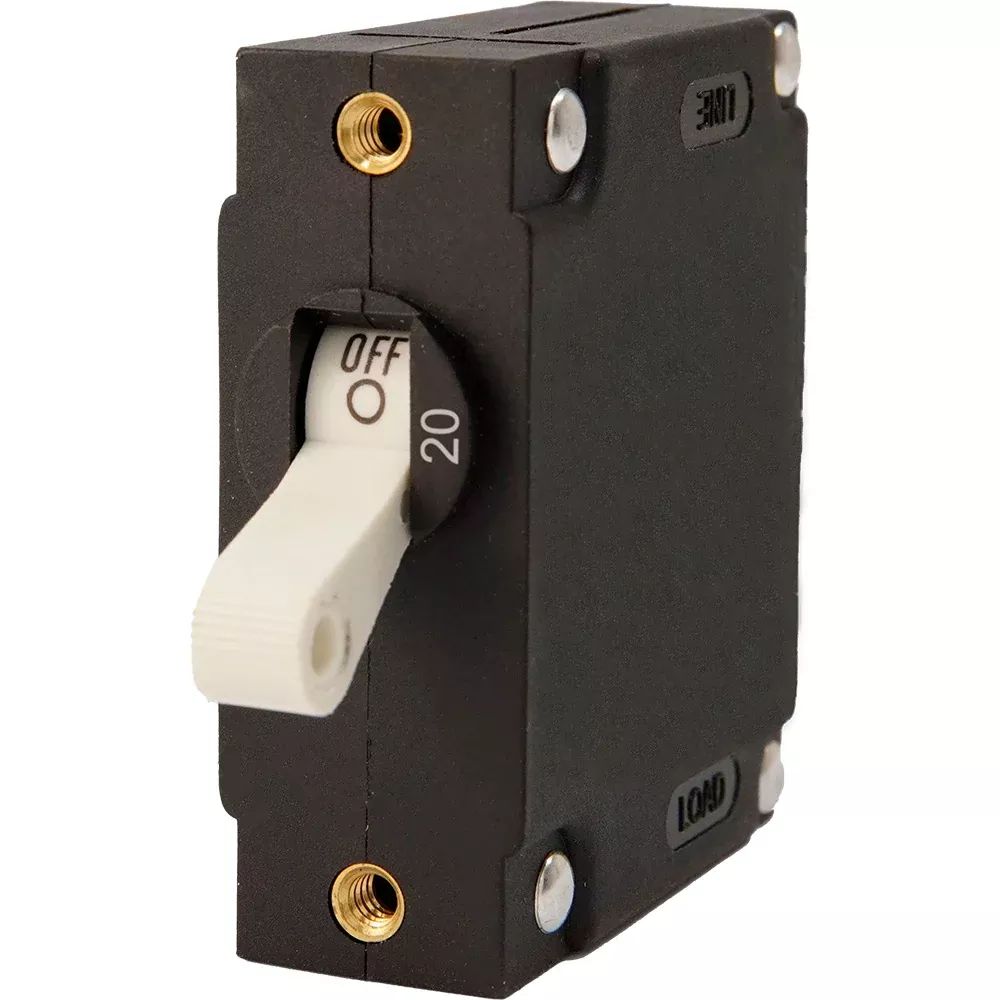 Egis A Series White Toggle Panel Mount Circuit Breaker – Single Pole 20A