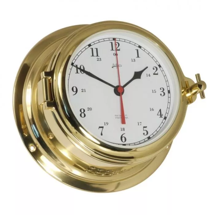 Schatz Clock Quartz Midi Brass Ø155 mm With Glass Strike