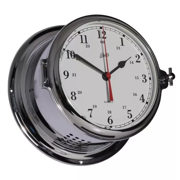 Schatz Clock Quartz Royal Brass Chrome Ø180 mm