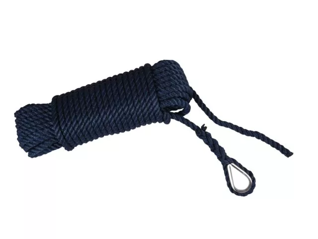 Talamex Superlene 3-Strand Polypropylene Floating Anchor Rope with Stainless Steel Thimble