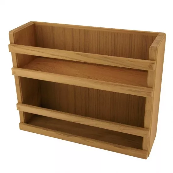 Teak Double Holdall Rack 33.5 x 10.5 x 26 cm