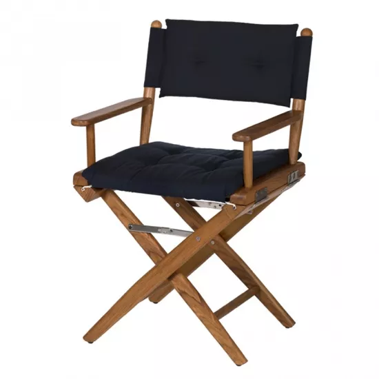 Teak Folding Director's Chair Navy Deluxe