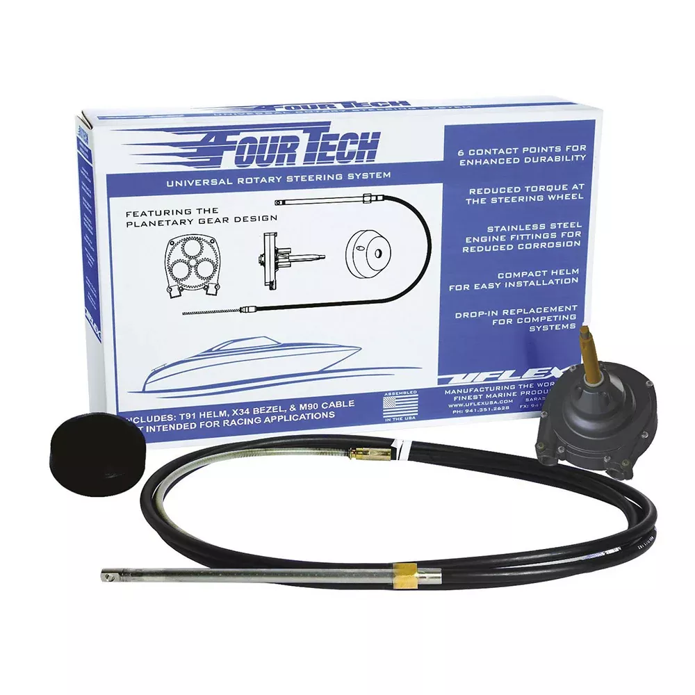 Uflex Fourtech 20' Black Mach Rotary Steering System w/Helm, BezelCable